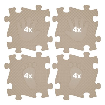 WOOPIE Sensorinis ortopedinis kilimėlis-puzzle Rankos ir kojos 16 vnt. - smėlio spalva 4