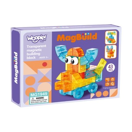 WOOPIE Skaidrūs magnetiniai konstrukciniai blokeliai 43 vnt. 8 WOOPIE Skaidrūs magnetiniai konstrukciniai blokeliai 43 vnt. 8