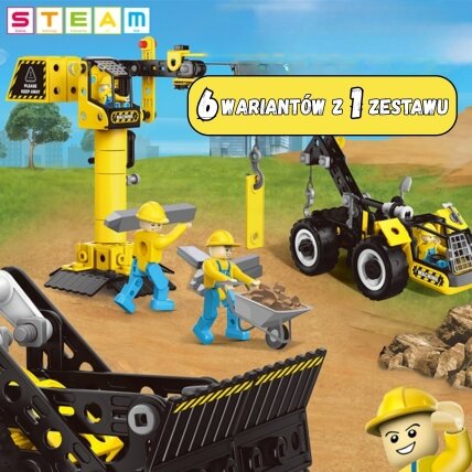WOOPIE Konstrukcinis rinkinys Statybinės transporto priemonės STEAM 6in1 223 vnt. 2