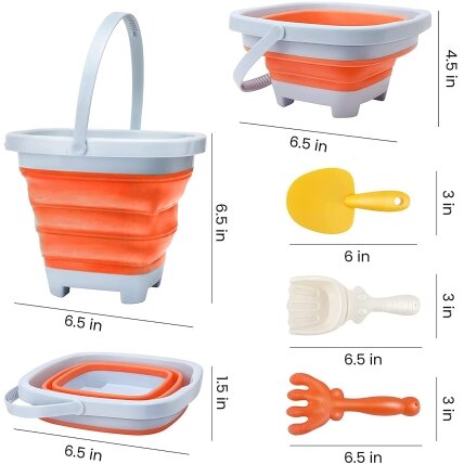 WOOPIE Sulankstomas kibirėlio rinkinys su grėbliukais ir kastuvėliu, oranžinis 5