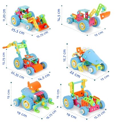 WOOPIE Transporto priemonių rinkinys konstrukcinės kaladėlės 6in1 STEM 12 WOOPIE Transporto priemonių rinkinys konstrukcinės kaladėlės 6in1 STEM 12