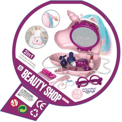WOOPIE tualetinis staliukas mergaitei 2in1 grožio salonas rankinėje Vienaragis 5