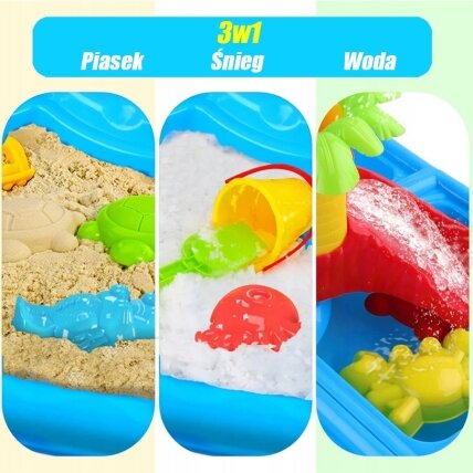 WOOPIE 2in1 vandens staliukas – smėlio dėžė su kėdute XL Aquapark 4 baseinai 13 priedų 6