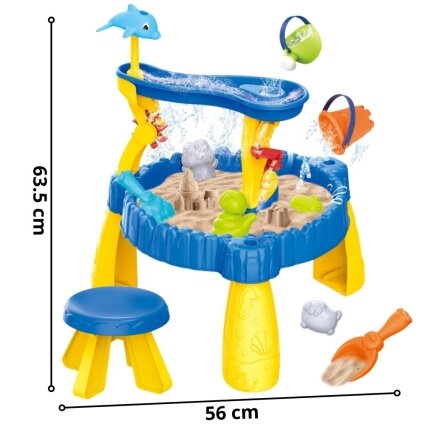 WOOPIE Vandens staliukas XL su kėdute 2in1 Smėlio dėžė Delfinukas 12 el. 4