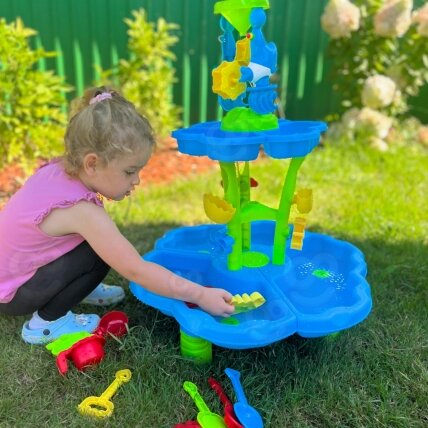 WOOPIE Vandens staliukas 2in1 Smėlio dėžė Fontanas XXL Aquapark su delfinu 8 WOOPIE Vandens staliukas 2in1 Smėlio dėžė Fontanas XXL Aquapark su delfinu 8