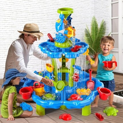 WOOPIE Vandens staliukas 2in1 Smėlio dėžė Fontanas XXL Aquapark su delfinu 7