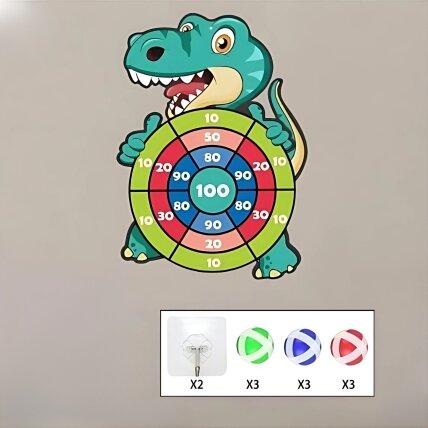 WOOPIE Vikrumo žaidimas „Velcro“ smiginis 2in1 rinkinys: taikinys + lankas su paleidikliu Dino 2