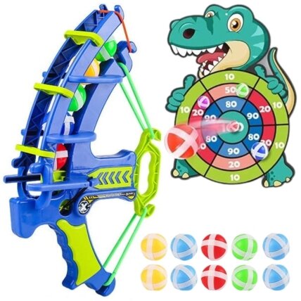 WOOPIE Vikrumo žaidimas „Velcro“ smiginis 2in1 rinkinys: taikinys + lankas su paleidikliu Dino WOOPIE Vikrumo žaidimas „Velcro“ smiginis 2in1 rinkinys: taikinys + lankas su paleidikliu Dino