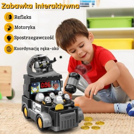 WOOPIE Vikrumo žaidimas „Trenk plaktuku“ Kalimo žaidimas Policijos automobilis su priedais 2