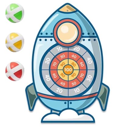 WOOPIE Vikrumo žaidimas „Dartai“ su lipukais – taikinys raketa