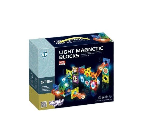 WOOPIE magnetinės kaladėlės Šviečiantis rutuliukų takelis 49 el. 19 WOOPIE magnetinės kaladėlės Šviečiantis rutuliukų takelis 49 el. 19