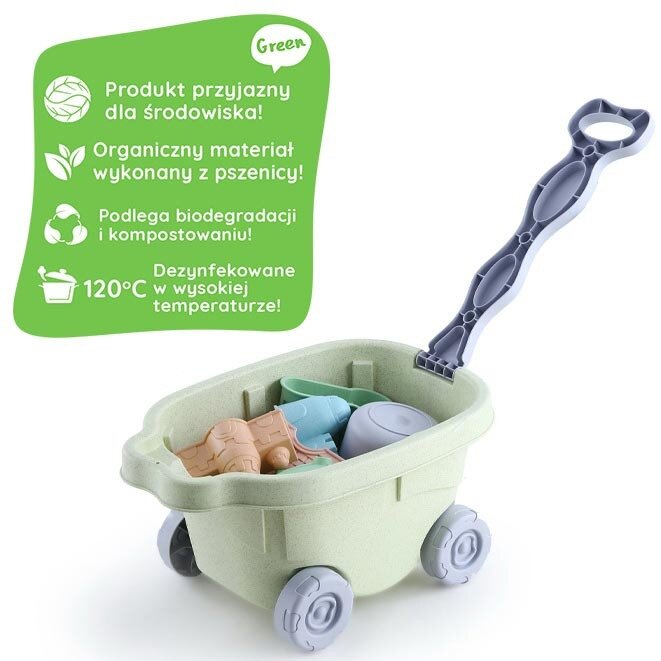 WOOPIE GREEN smėlio žaidimų rinkinys su vežimėliu 13 vnt. BIODEGRADUOJAMA ORGANINĖ MEDŽIAGA 2