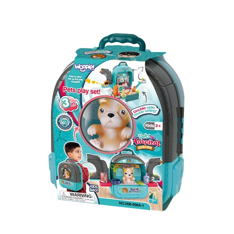WOOPIE Mažojo veterinaro rinkinys 3in1 Namelis kuprinėje Šuniukas 12