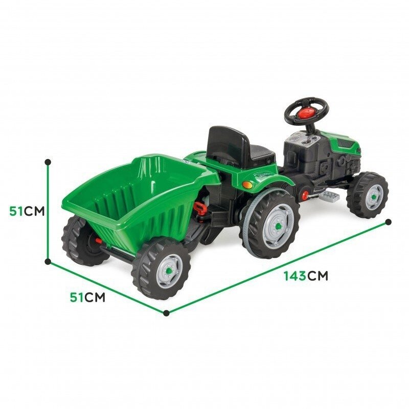 WOOPIE Pedalinis traktorius Farmer GoTrac MAXI su priekaba, tylūs ratai 17 WOOPIE Pedalinis traktorius Farmer GoTrac MAXI su priekaba, tylūs ratai 17
