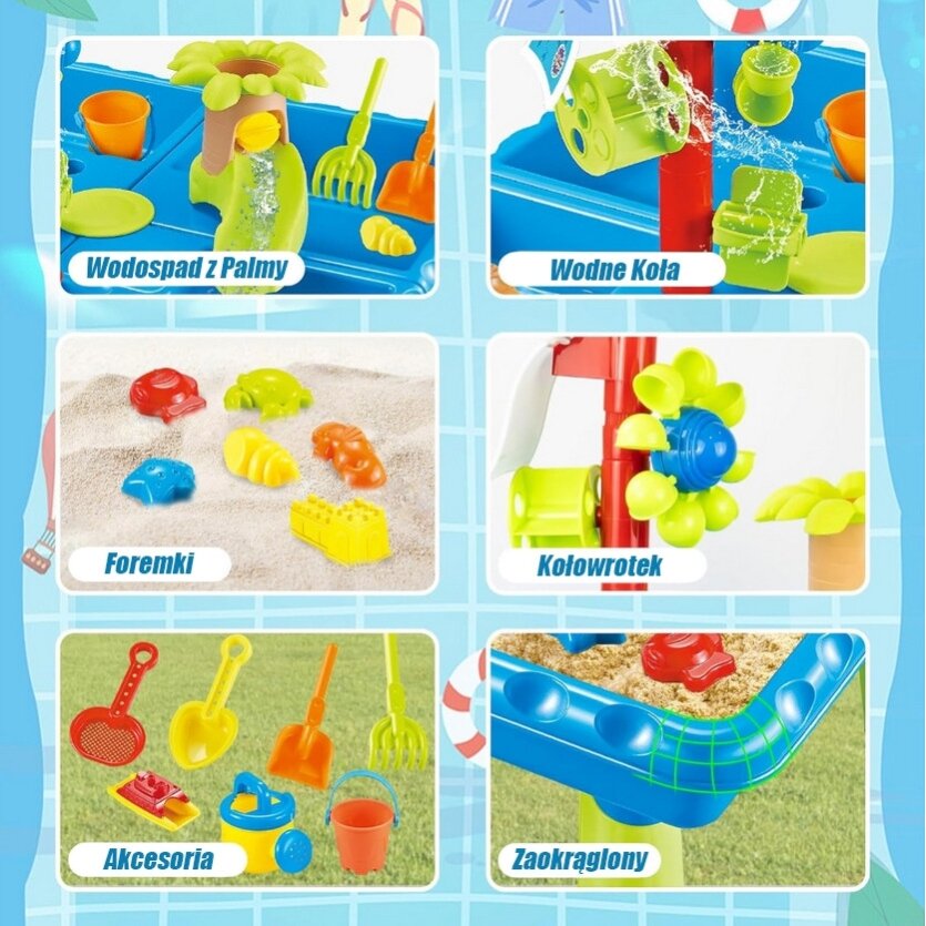 WOOPIE 2in1 vandens staliukas – smėlio dėžė su kėdute XL Aquapark 4 baseinai 13 priedų 5 WOOPIE 2in1 vandens staliukas – smėlio dėžė su kėdute XL Aquapark 4 baseinai 13 priedų 5